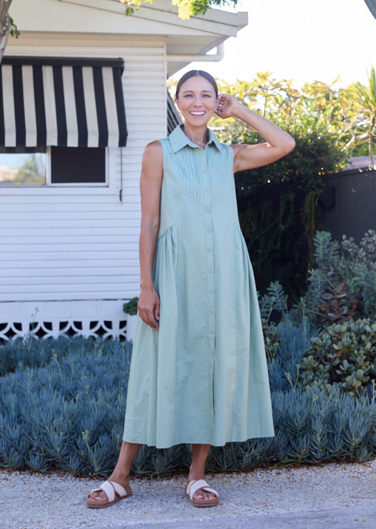 CORINNE SHIRTDRESS - PISTACHIO