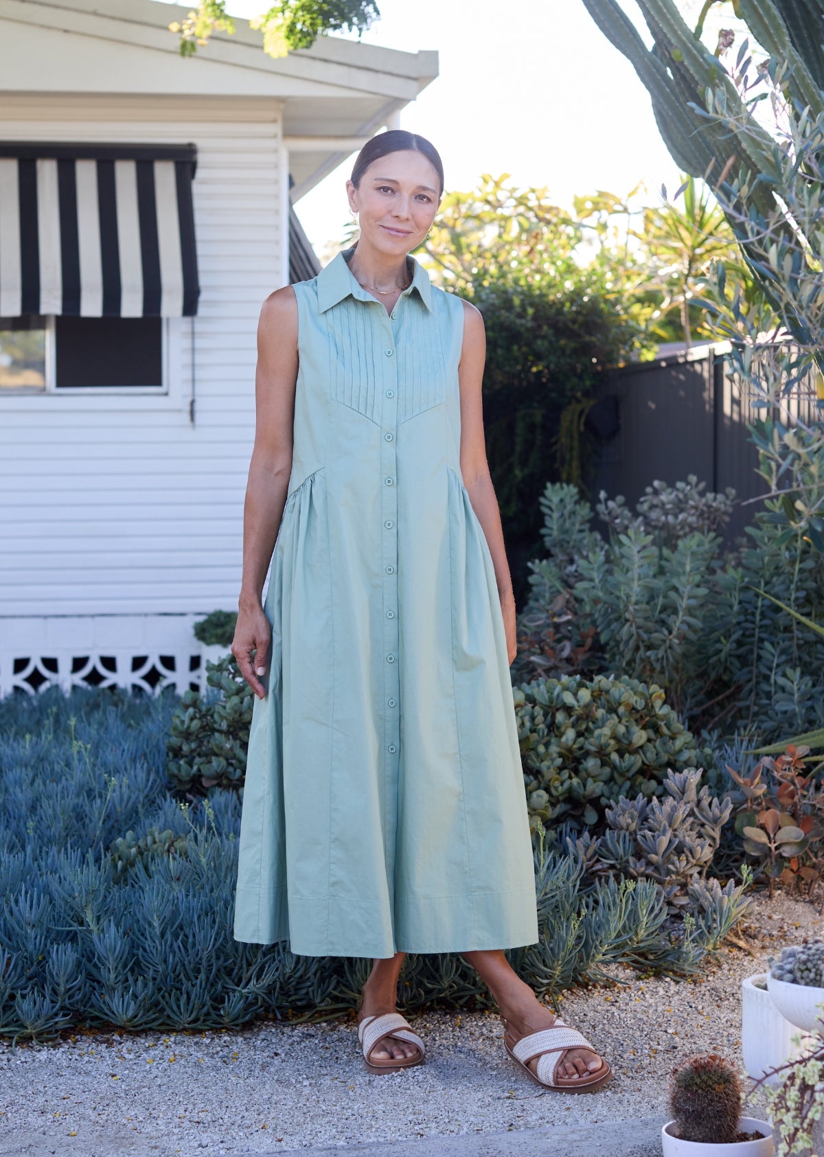 CORINNE SHIRTDRESS - PISTACHIO
