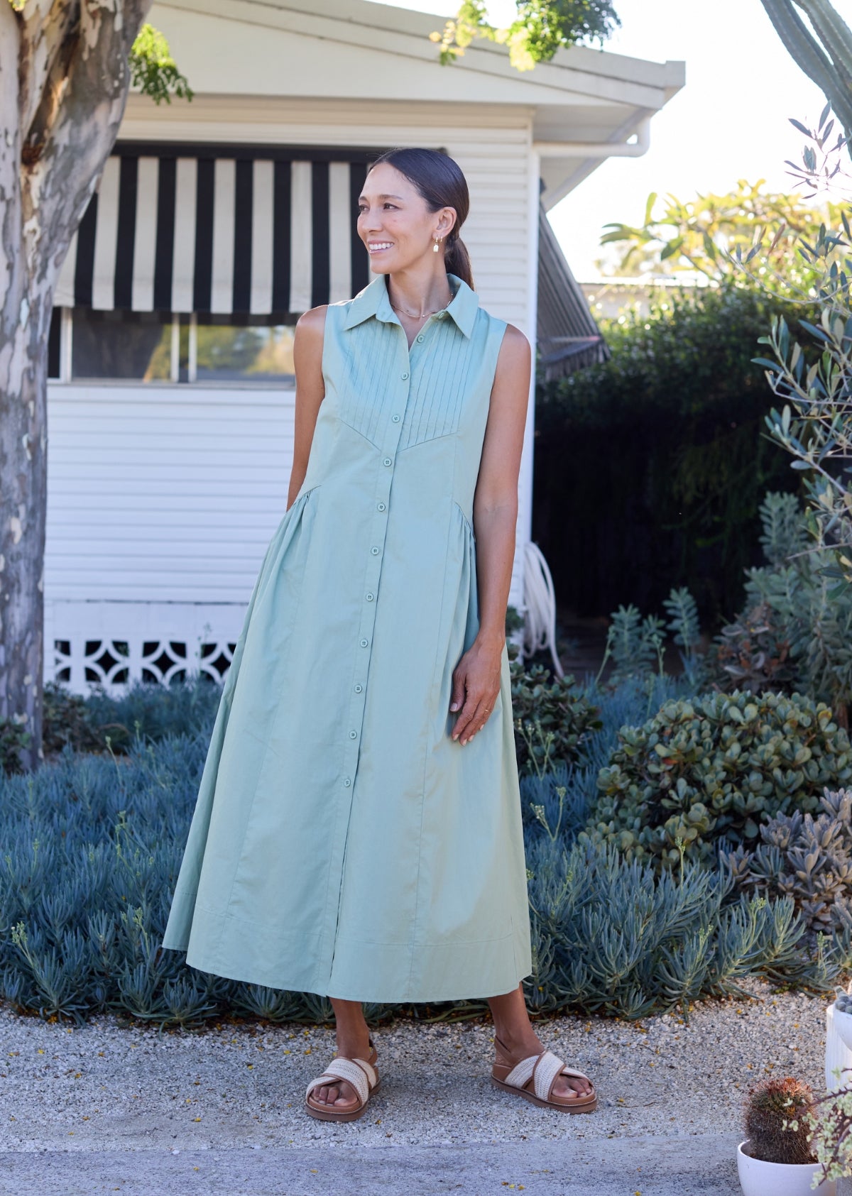 CORINNE SHIRTDRESS - PISTACHIO
