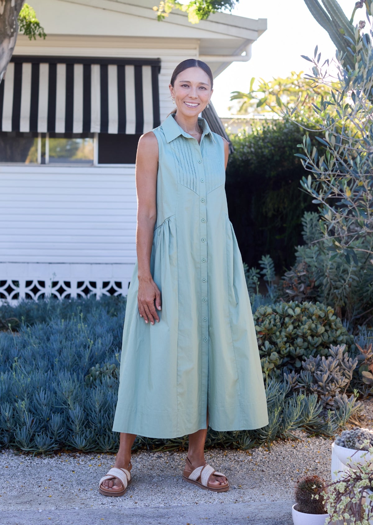 CORINNE SHIRTDRESS - PISTACHIO