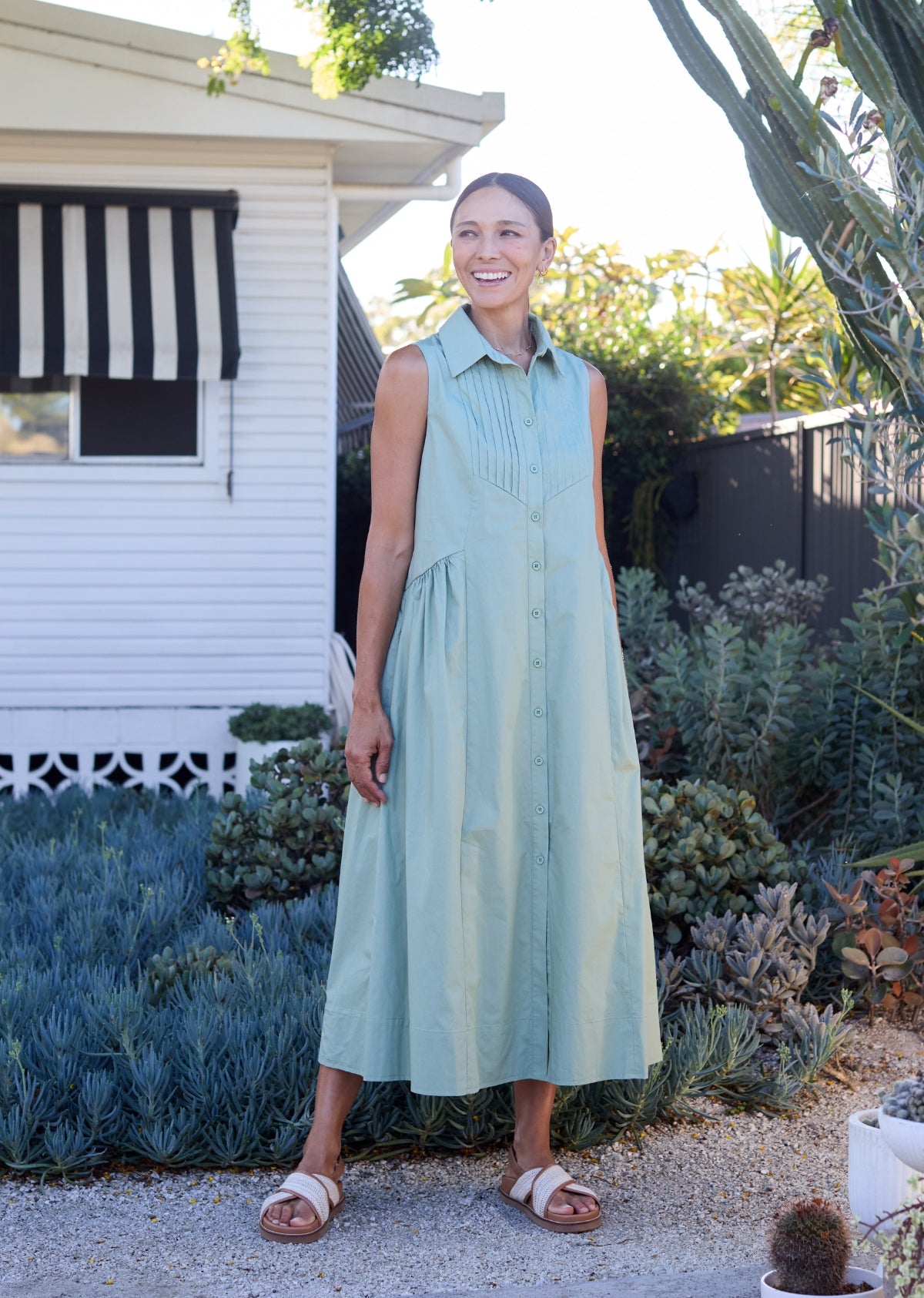 CORINNE SHIRTDRESS - PISTACHIO