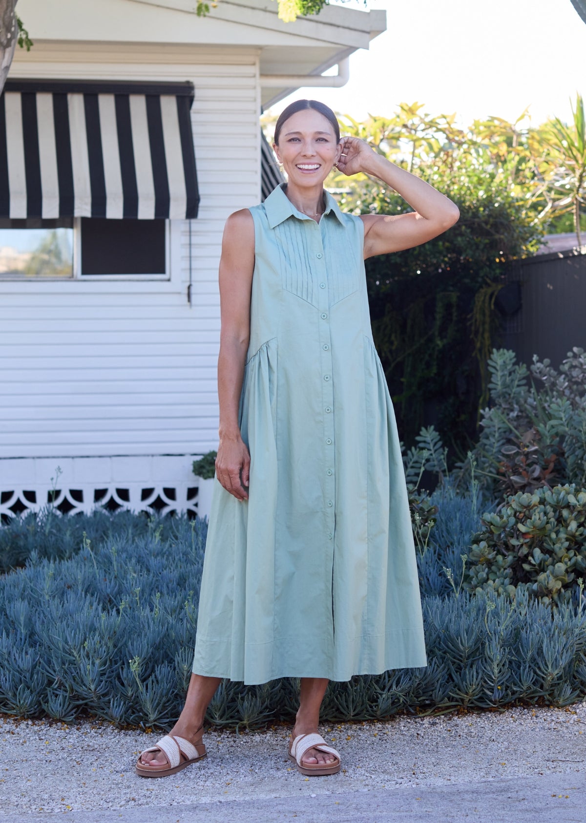 CORINNE SHIRTDRESS - PISTACHIO