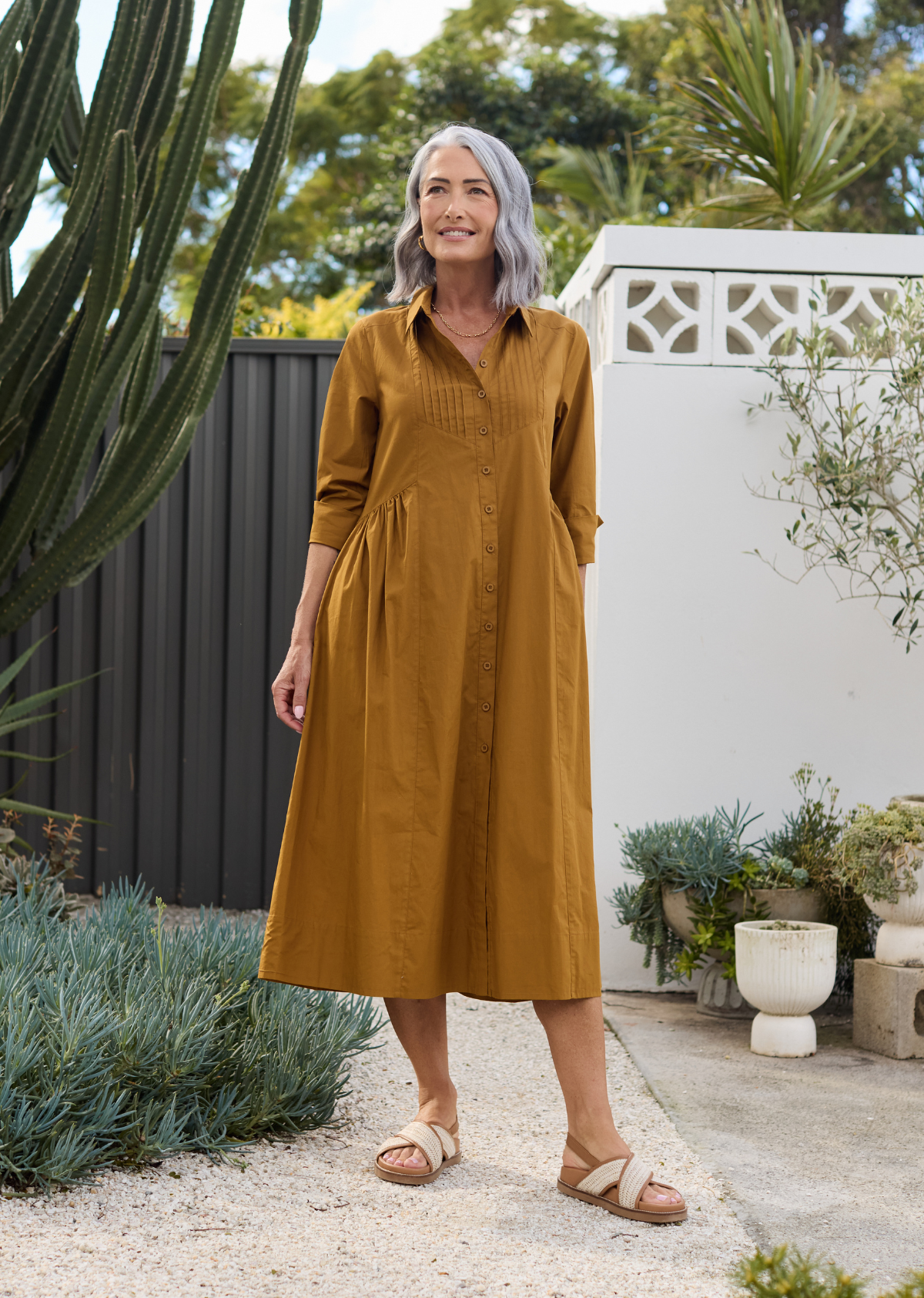 SUSIE SHIRTDRESS - DEEP MUSTARD