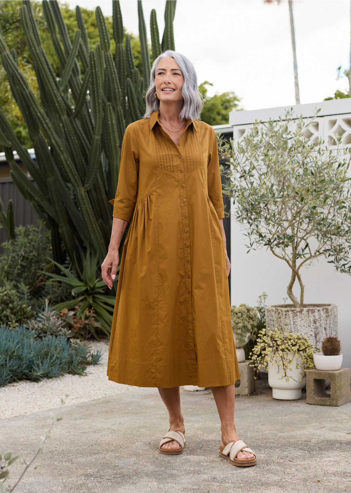 SUSIE SHIRTDRESS - DEEP MUSTARD