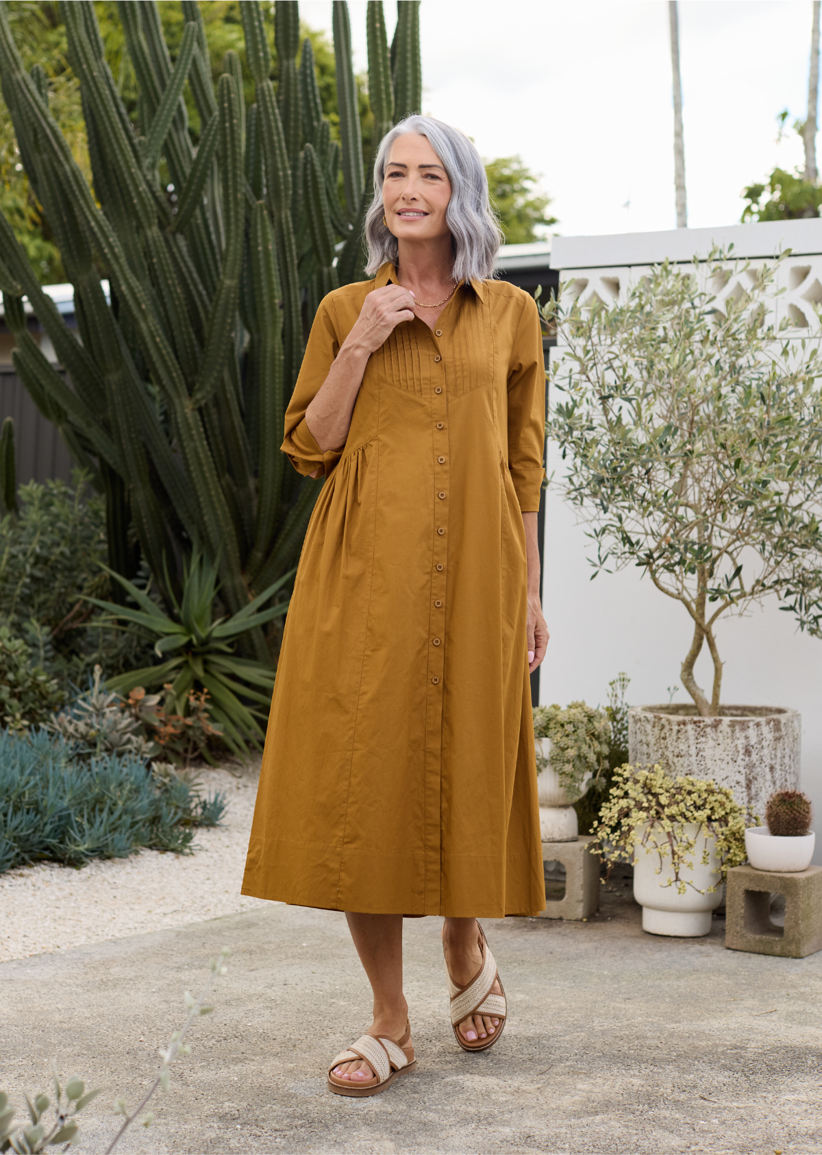 SUSIE SHIRTDRESS - DEEP MUSTARD - PETITE