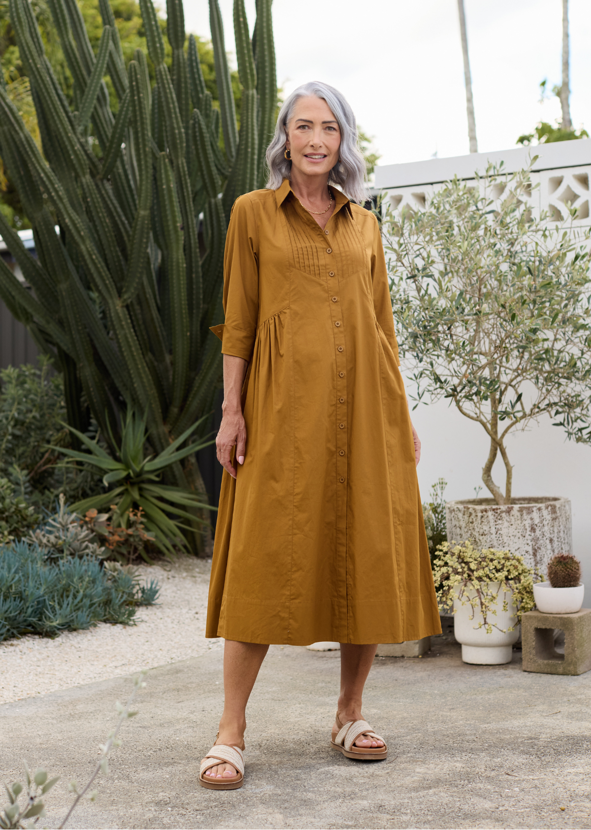 SUSIE SHIRTDRESS - DEEP MUSTARD - PETITE