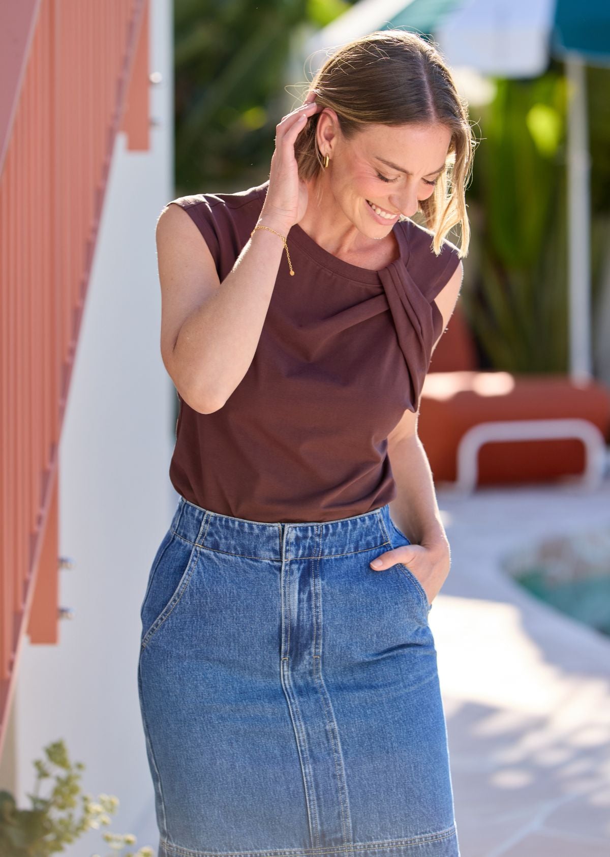 BELLA JERSEY TOP - CHOCOLATE