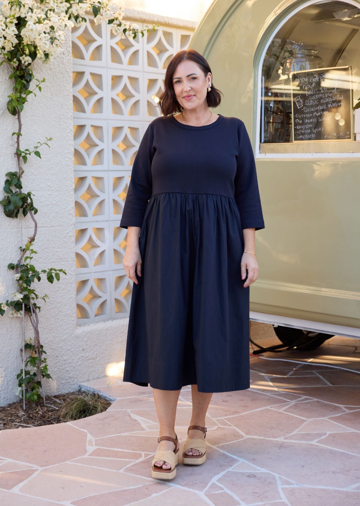 LOLA MIDI DRESS - FRENCH NAVY