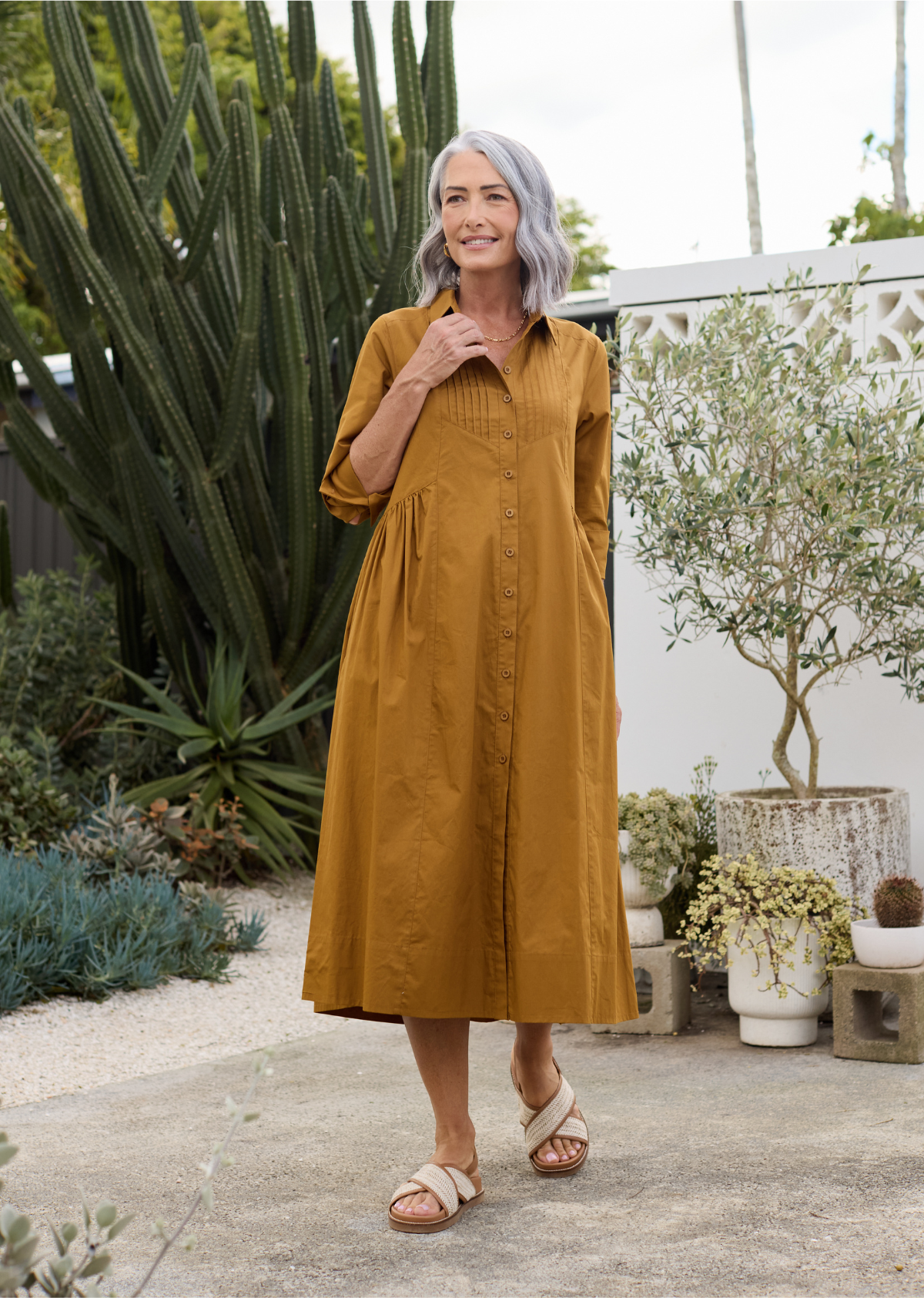 SUSIE SHIRTDRESS - DEEP MUSTARD