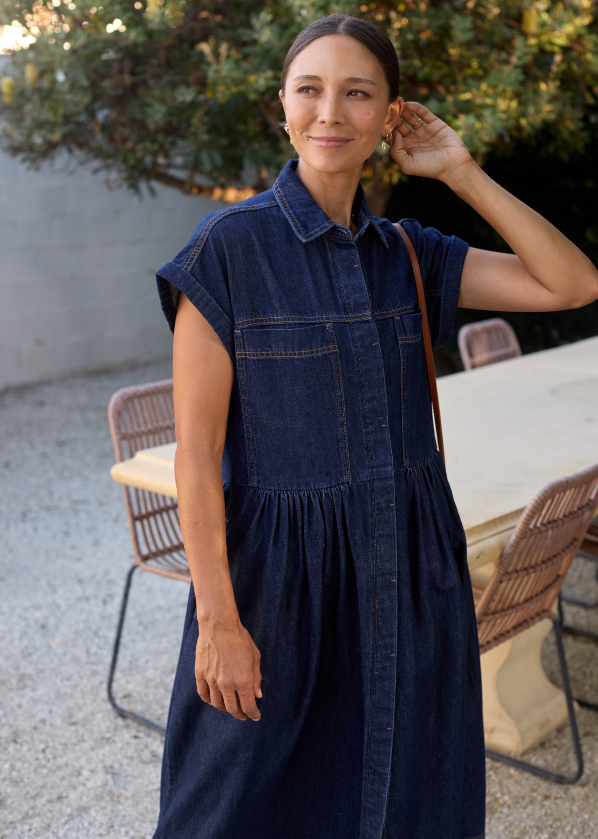 maye harper denim dress M A Y E HARPER DENIM DRESS - INDIGO