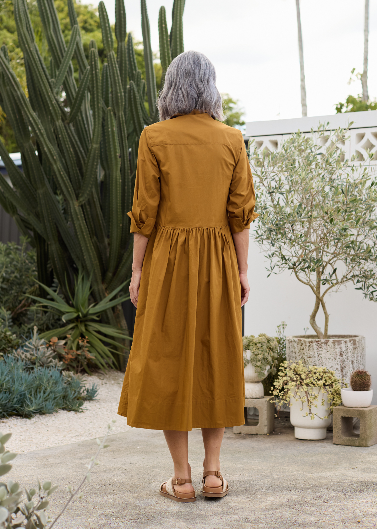 SUSIE SHIRTDRESS - DEEP MUSTARD