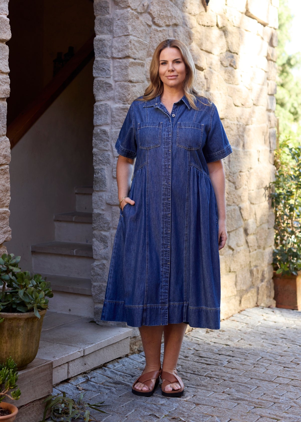 MONTANA DENIM SHIRTDRESS - MID BLUE