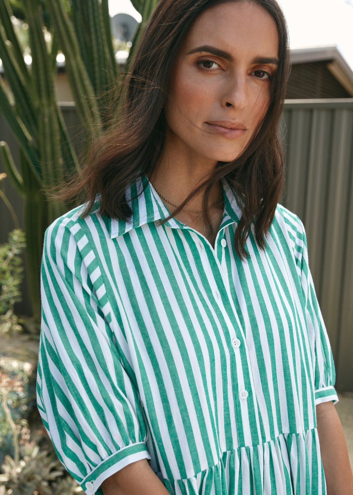MARNIE SHIRTDRESS - APPLE GREEN - M A Y E MARNIE SHIRTDRESS - APPLE GREEN - M A Y E