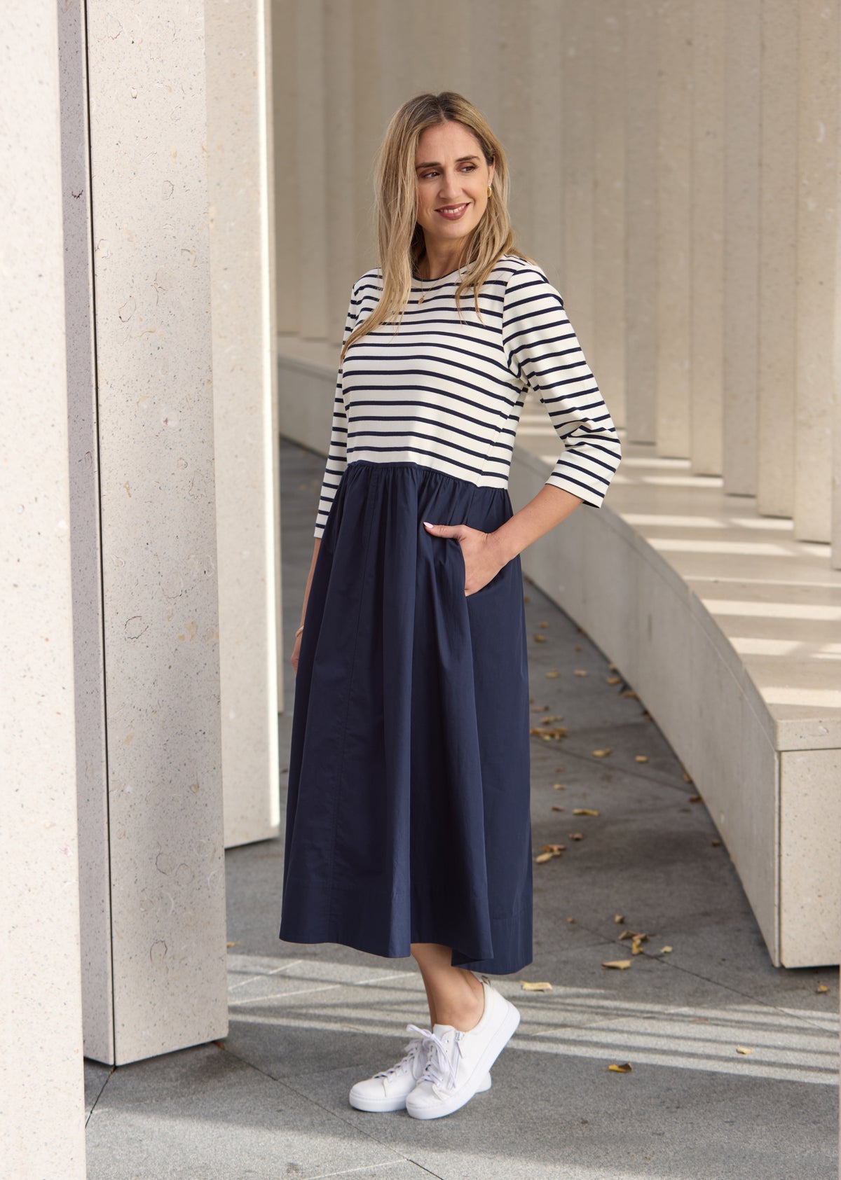 LOLA MIDI DRESS - FRENCH NAVY STRIPE - PETITE