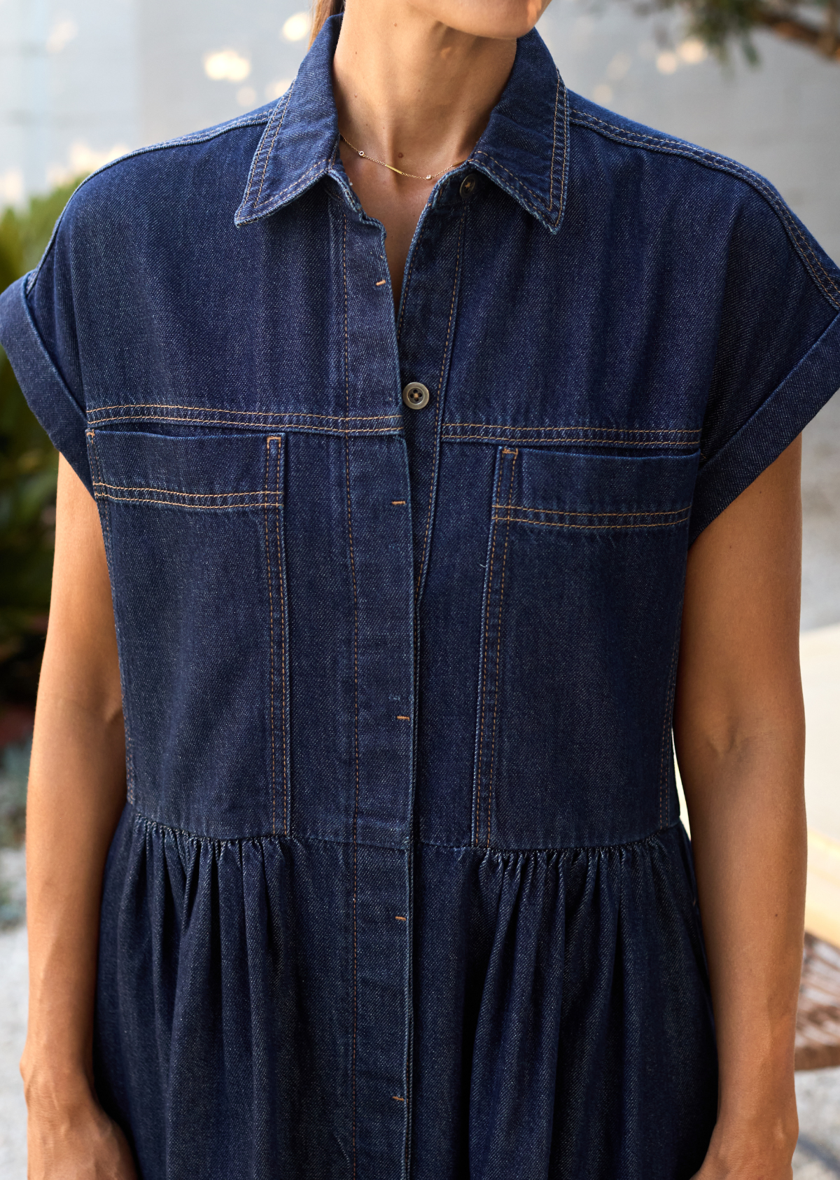 HARPER DENIM DRESS - INDIGO - PETITE