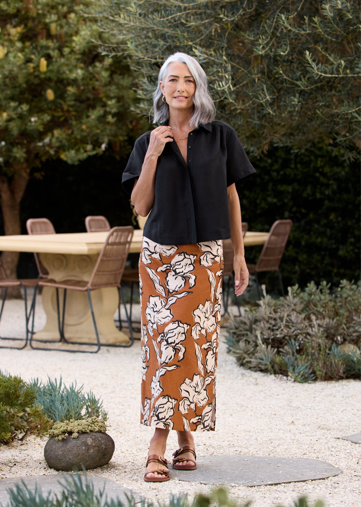 ZELDA MIDI SKIRT - PEONY PRINT