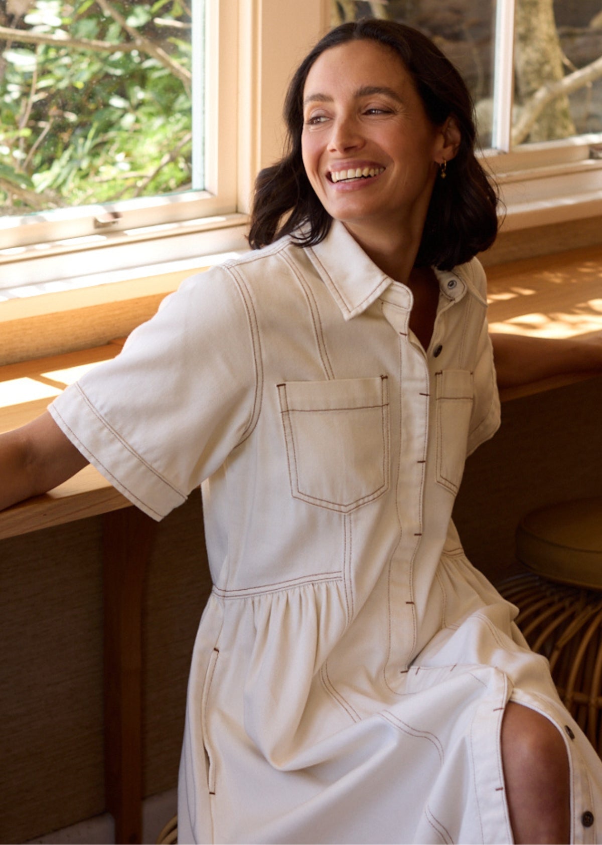 MONTANA DENIM SHIRTDRESS - ECRU - PETITE