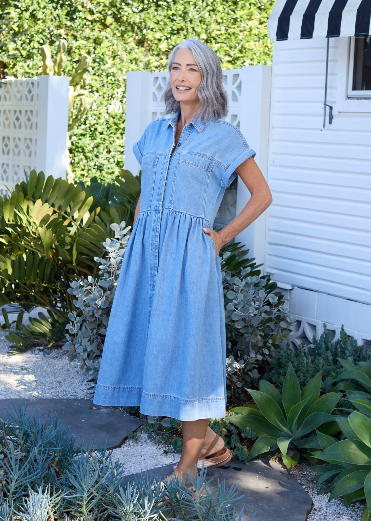 HARPER DENIM DRESS - LIGHT BLUE - M A Y E HARPER DENIM DRESS - LIGHT BLUE - M A Y E
