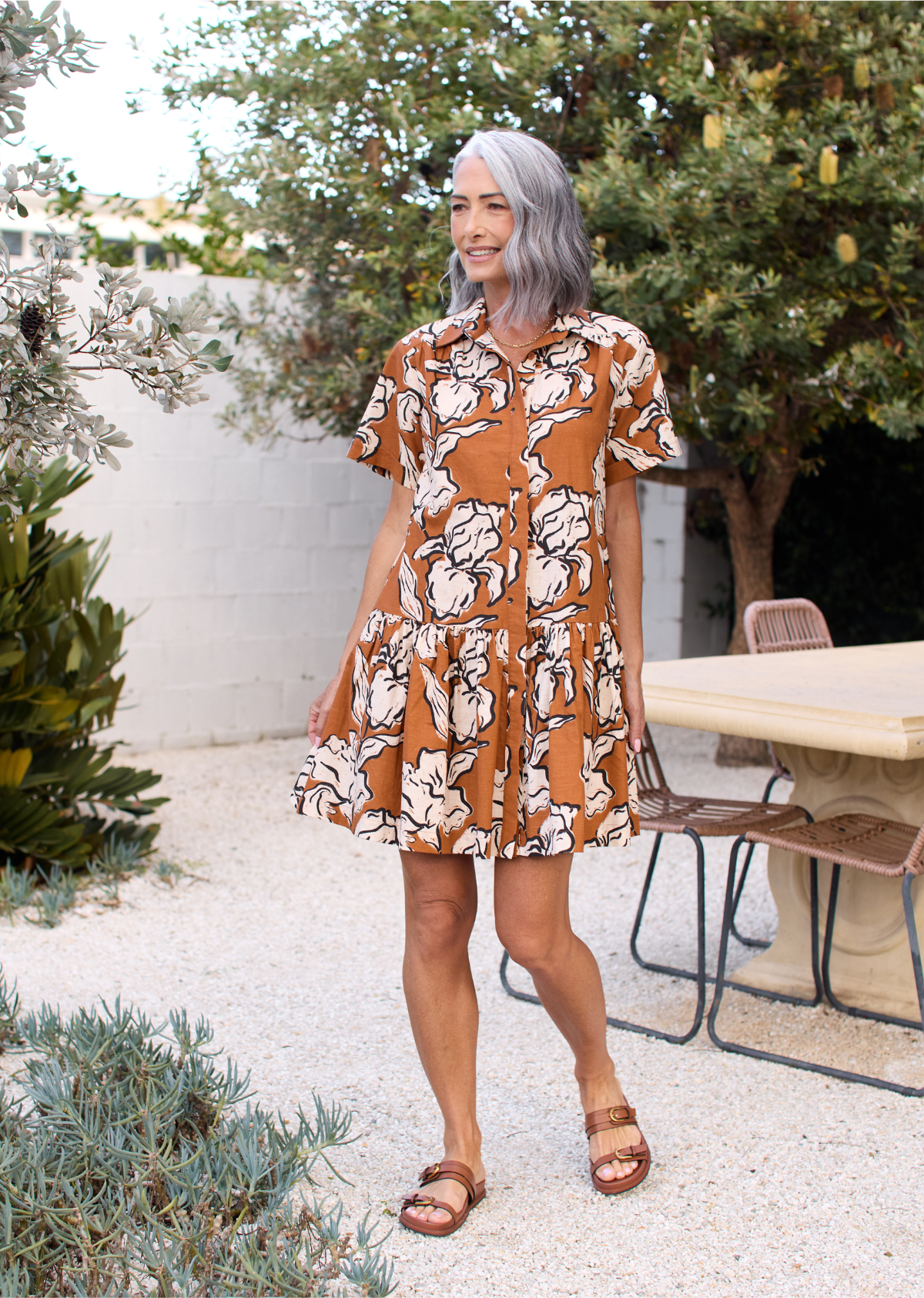 SADIE MINI DRESS - PEONY PRINT
