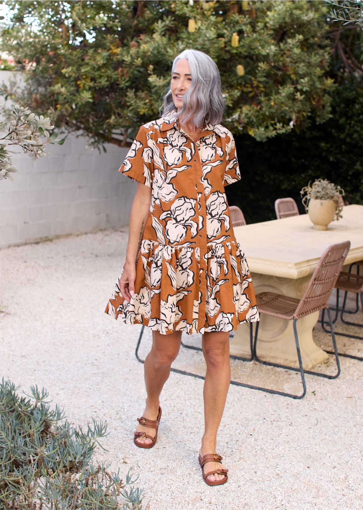 SADIE MINI DRESS - PEONY PRINT