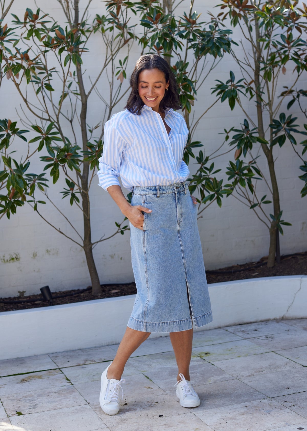 BERTIE STRIPE SHIRT SKY BLUE M A Y E