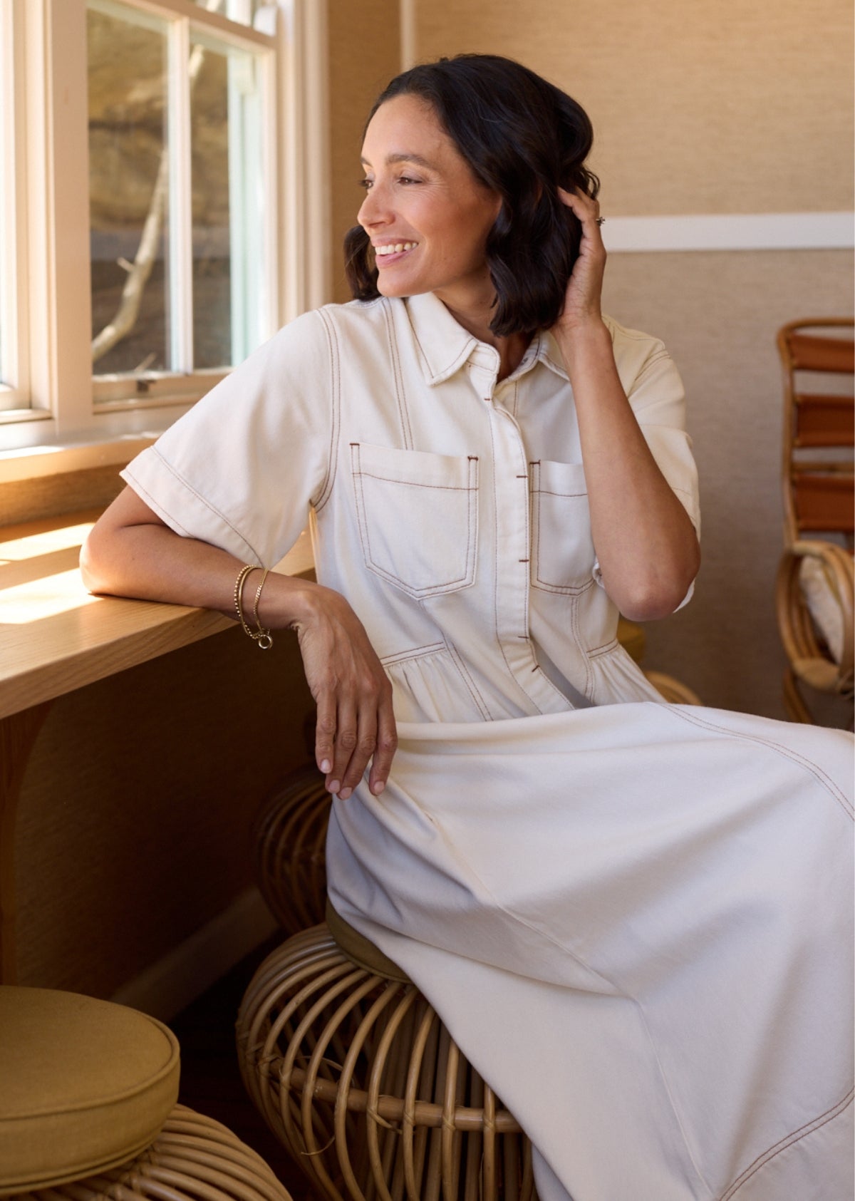 MONTANA DENIM SHIRTDRESS - ECRU