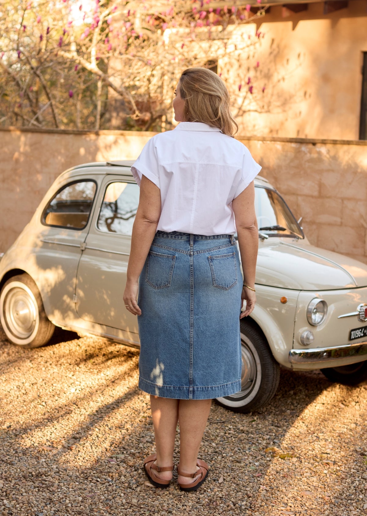 SLOANE DENIM SKIRT - MID BLUE
