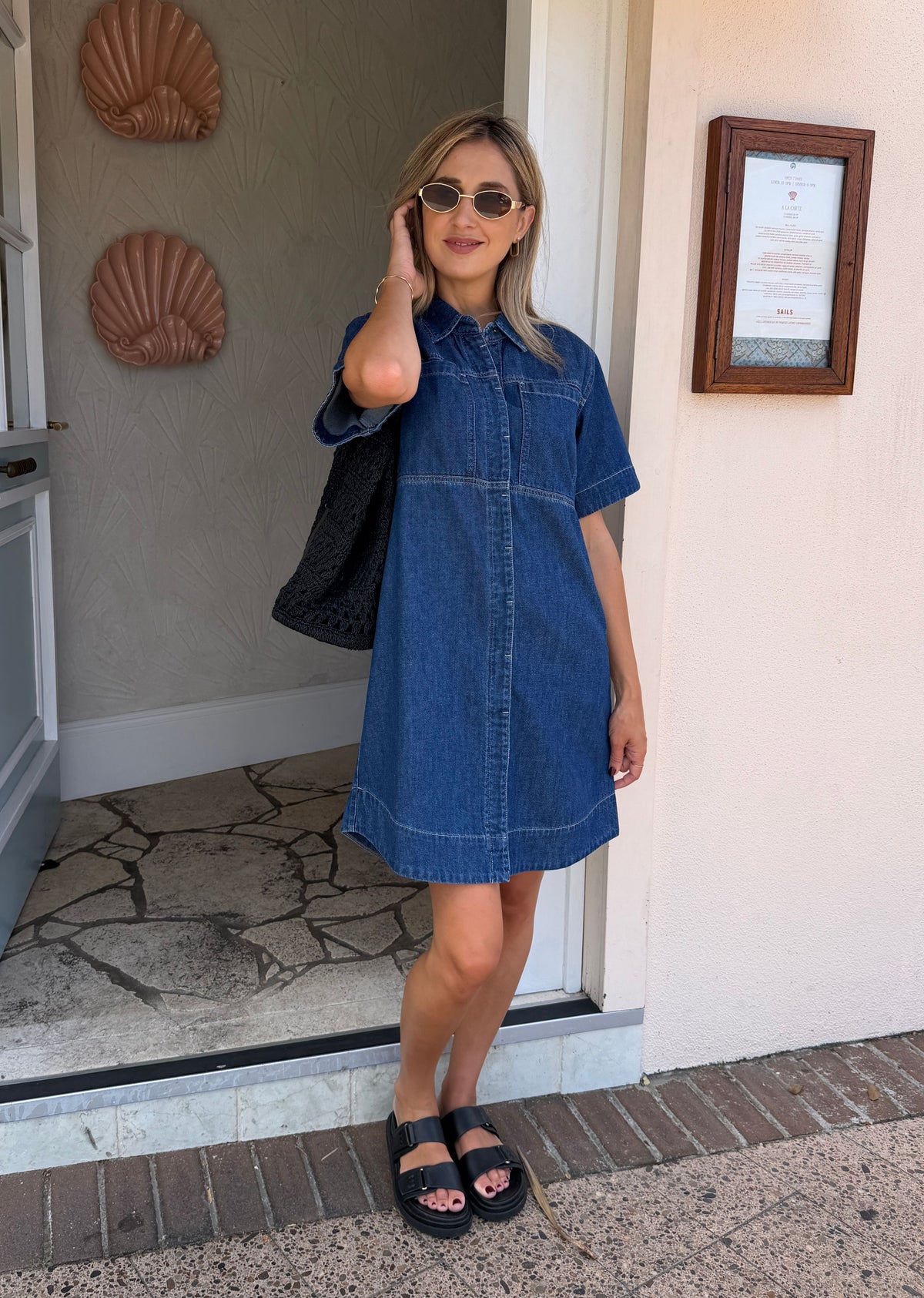 SADIE DENIM SHIRT DRESS - MID BLUE