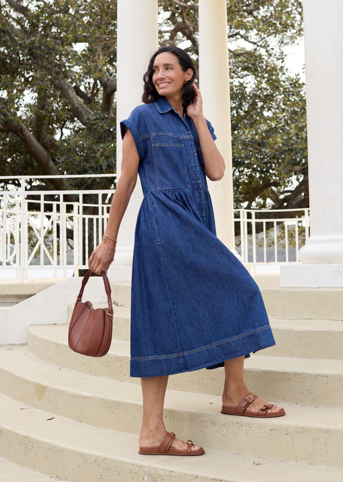HARPER DENIM DRESS - MID BLUE