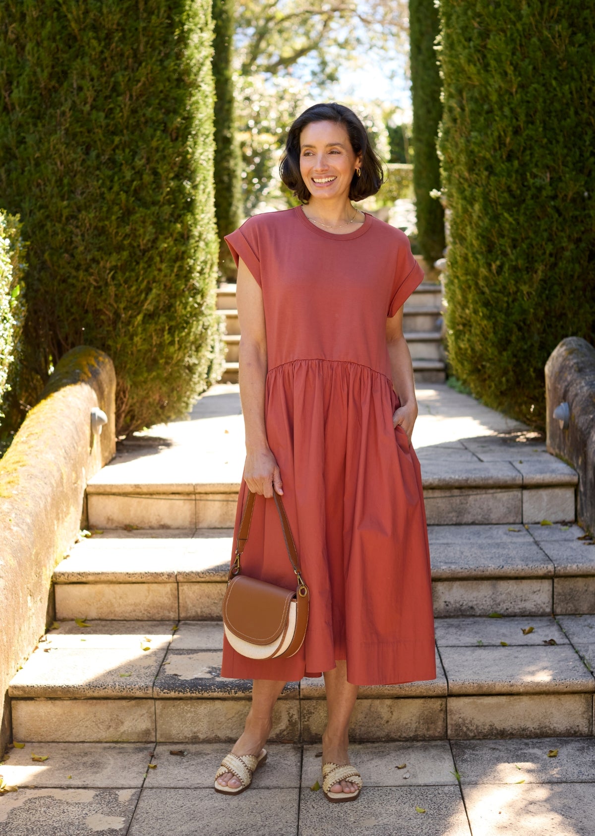 GRETA MIDI DRESS - TERRACOTTA
