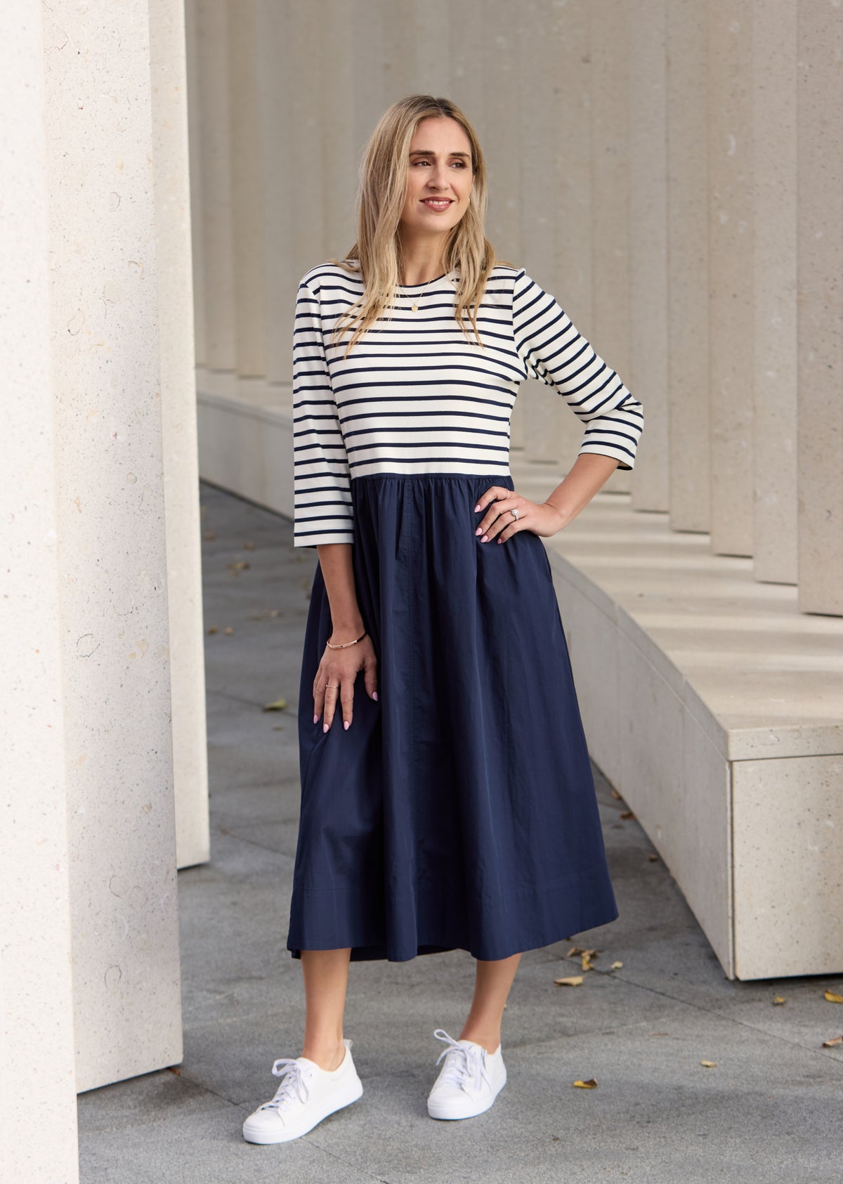 LOLA MIDI DRESS - FRENCH NAVY STRIPE - PETITE