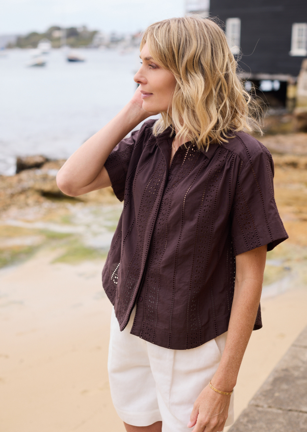 SADIE EMBROIDERED SHIRT - CHOCOLATE