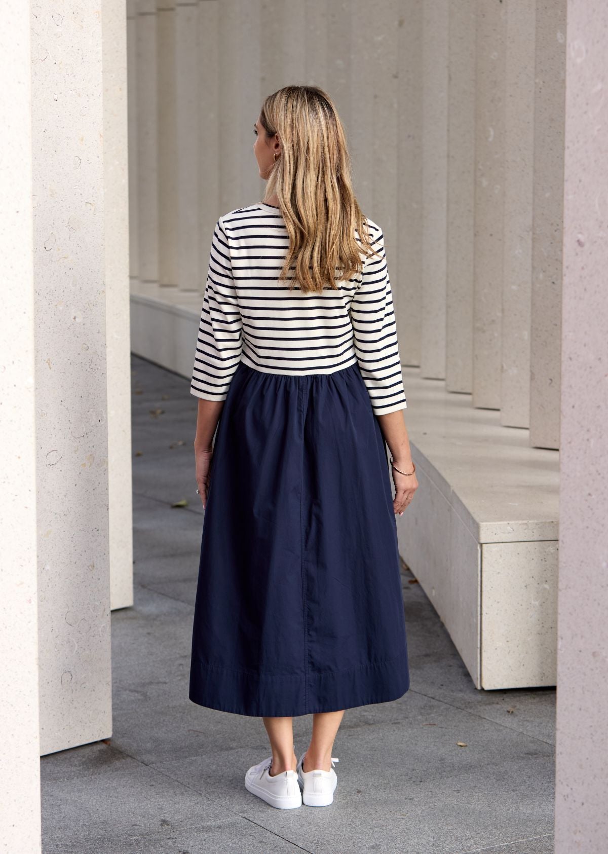 LOLA MIDI DRESS - FRENCH NAVY STRIPE
