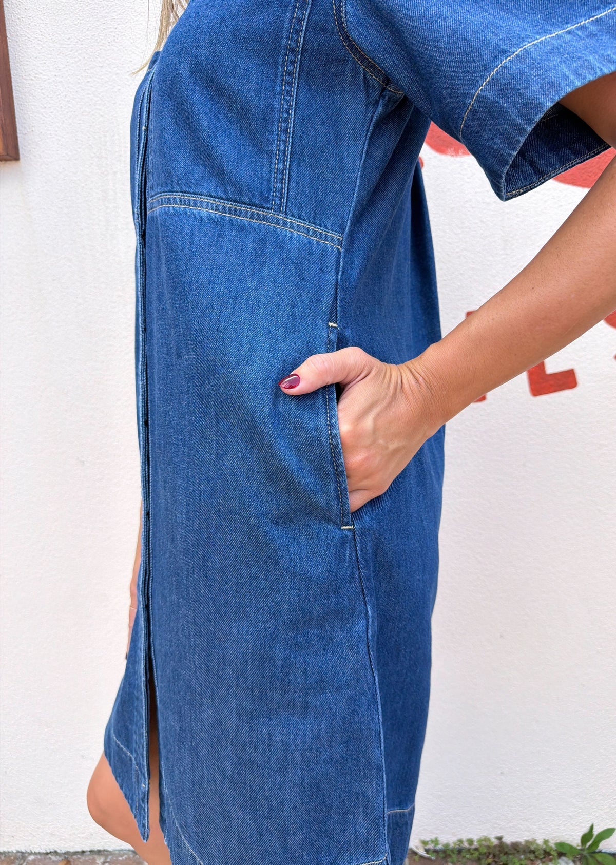 SADIE DENIM SHIRT DRESS - MID BLUE