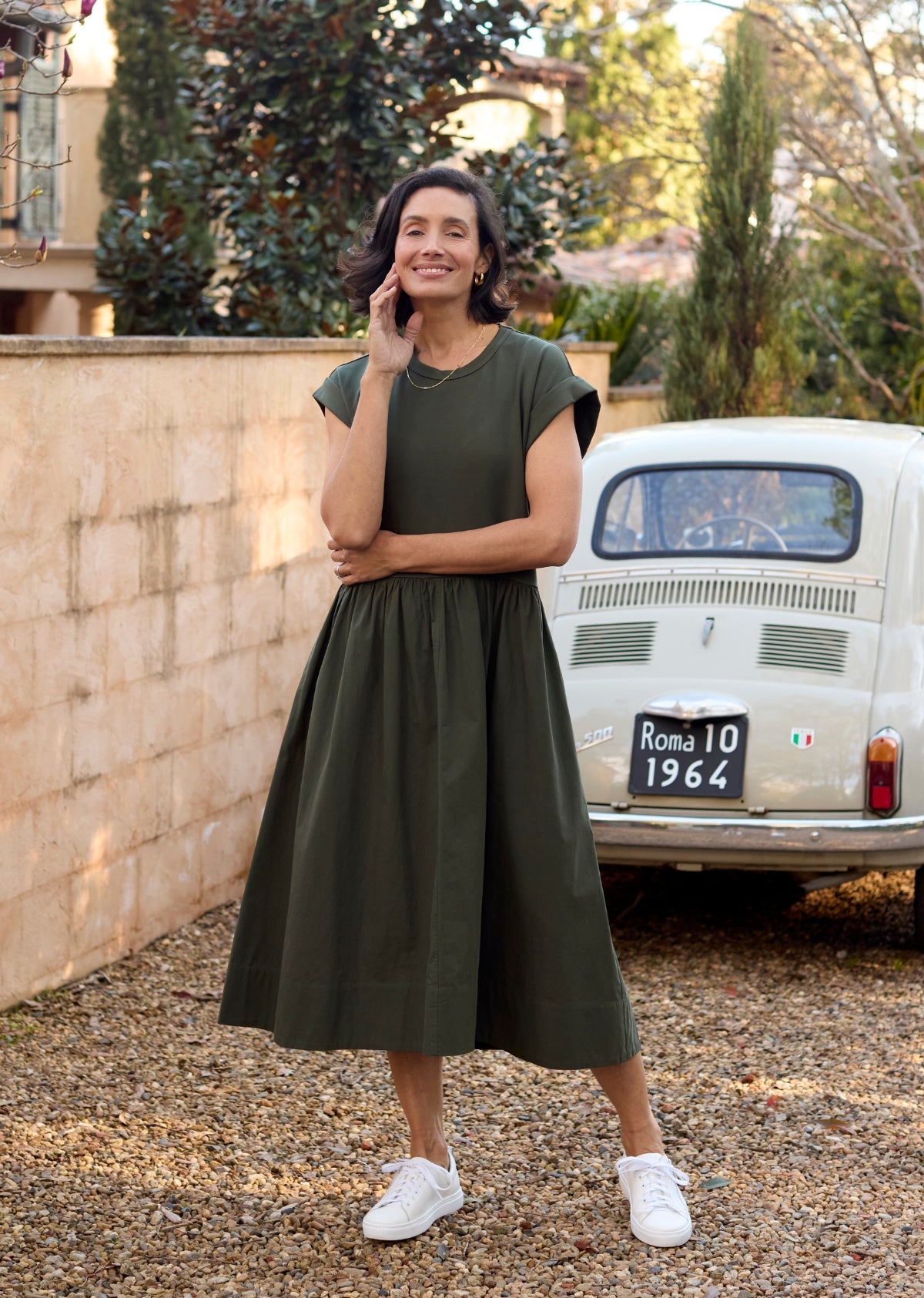 GRETA MIDI DRESS - KHAKI - PETITE