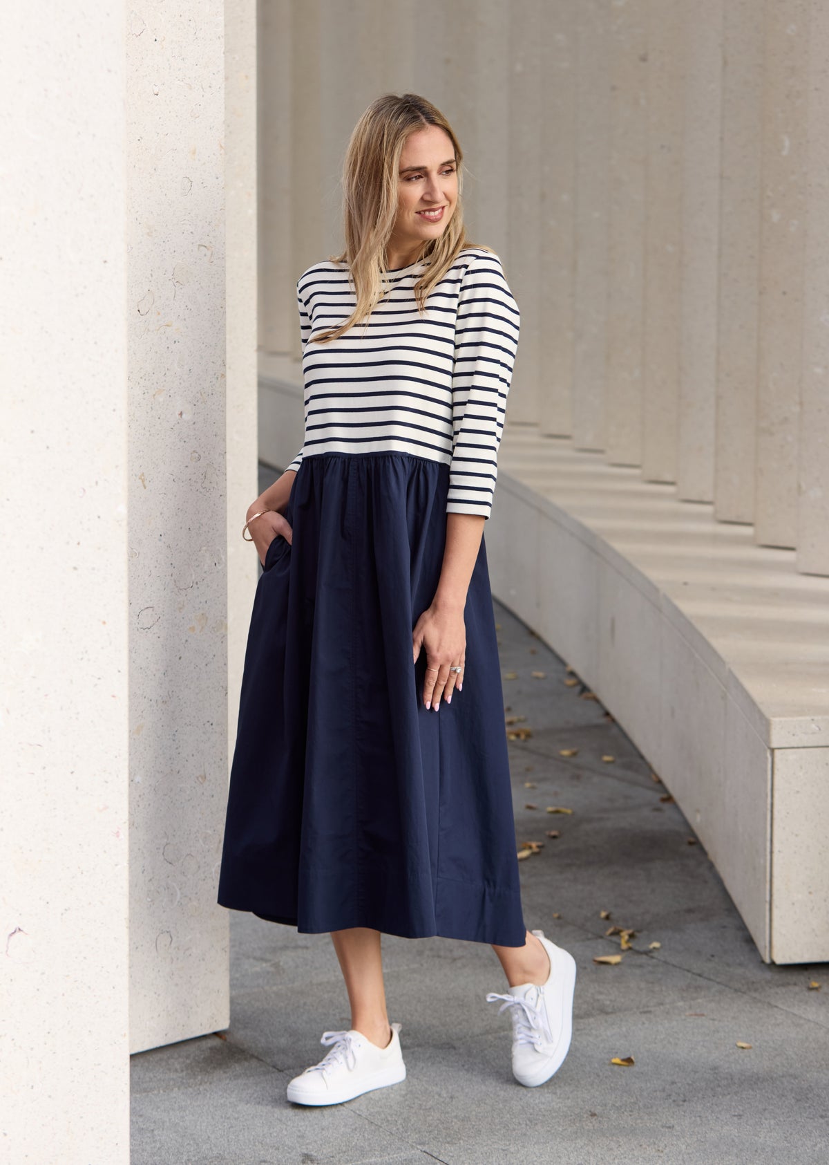 LOLA MIDI DRESS - FRENCH NAVY STRIPE - PETITE