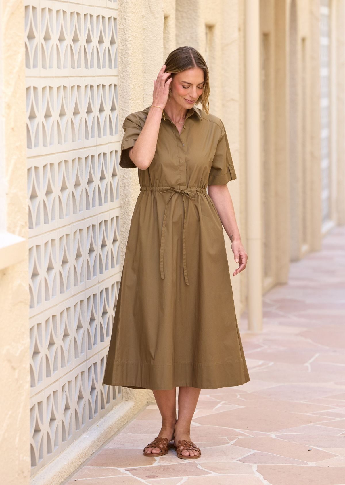 PHILLIPA SHIRTDRESS - OLIVE