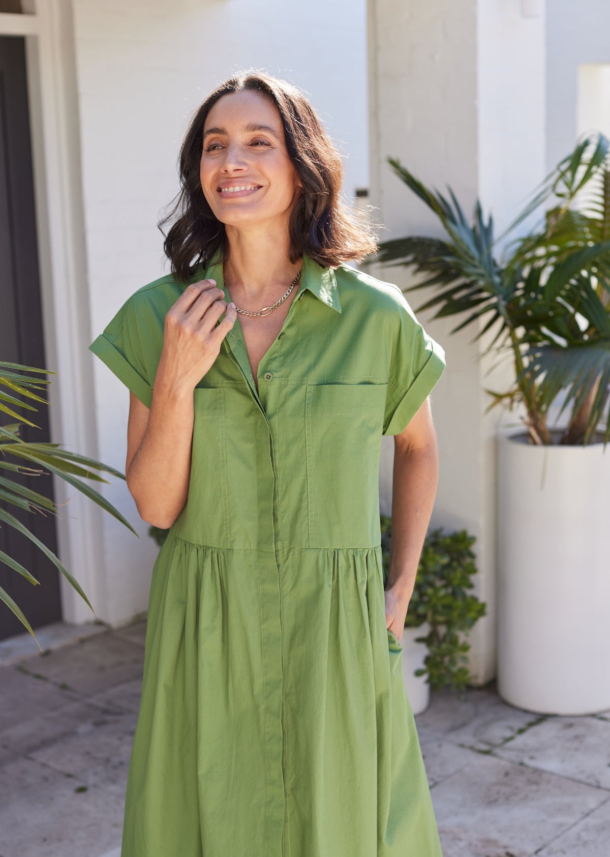 HARPER SHIRTDRESS - APPLE GREEN