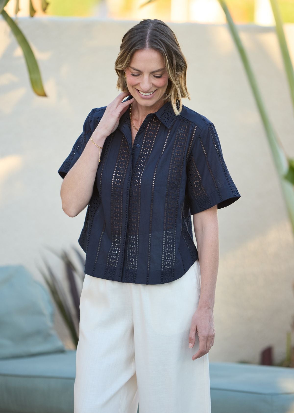 SADIE EMBROIDERED SHIRT - FRENCH NAVY