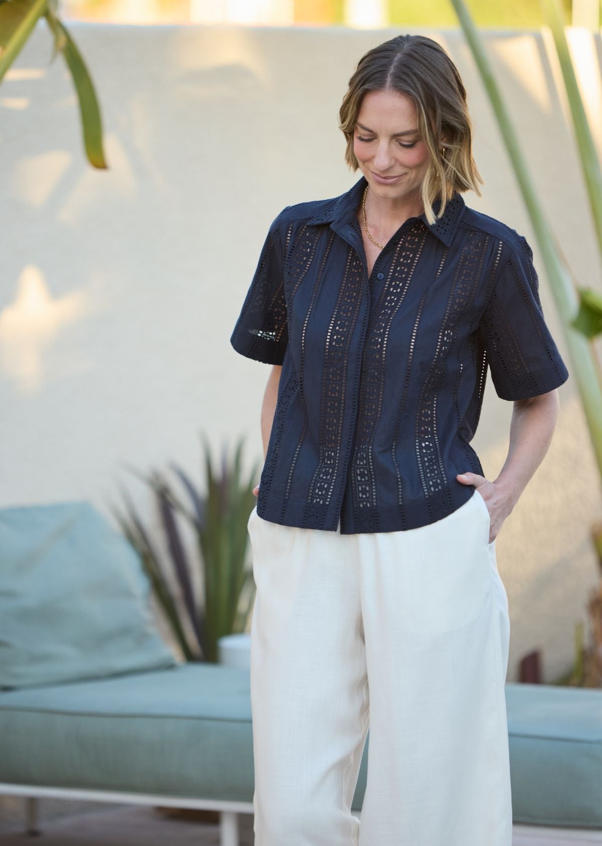 SADIE EMBROIDERED SHIRT - FRENCH NAVY