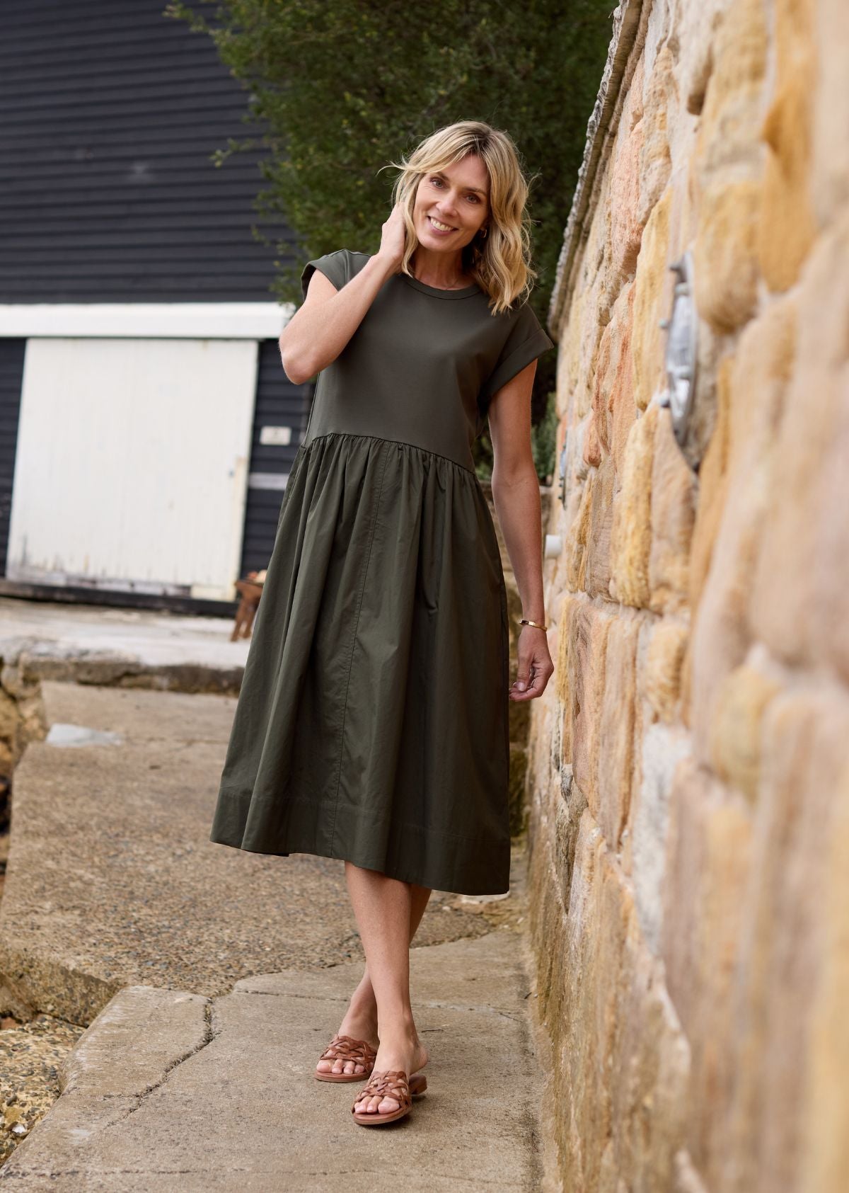 GRETA MIDI DRESS - KHAKI