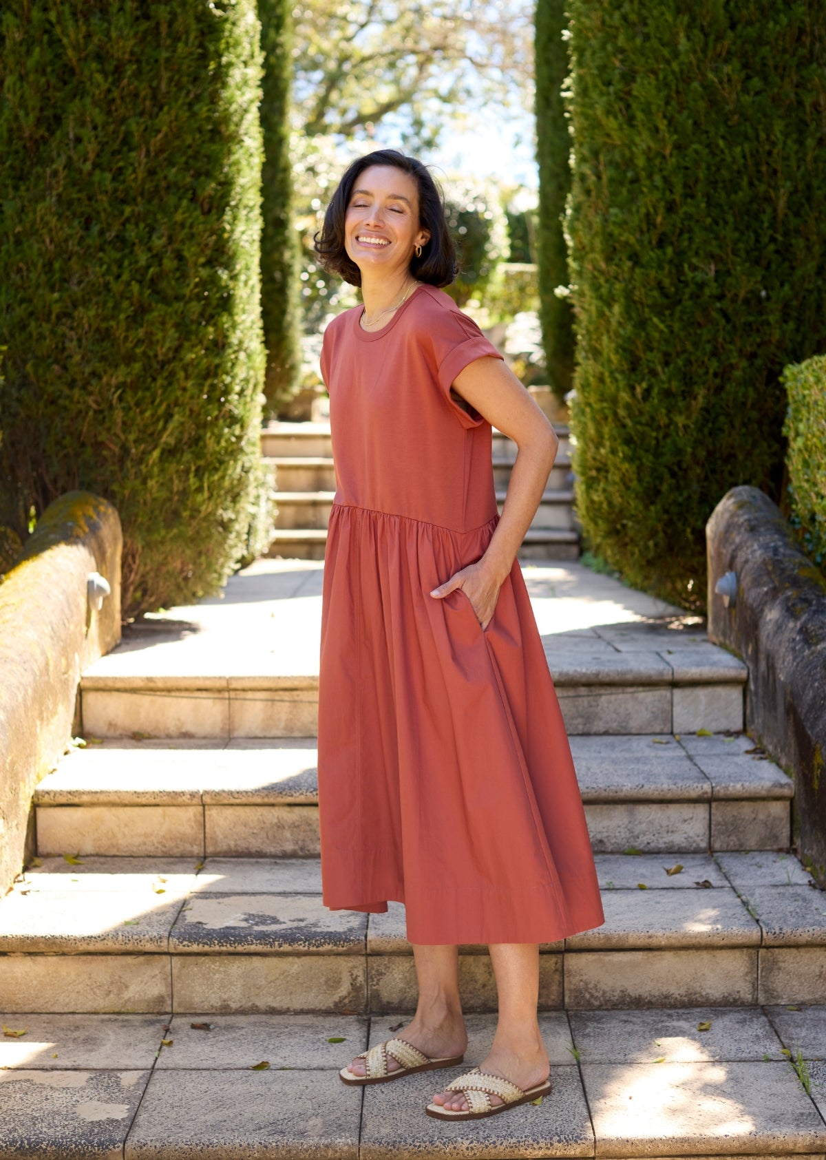 GRETA MIDI DRESS - TERRACOTTA