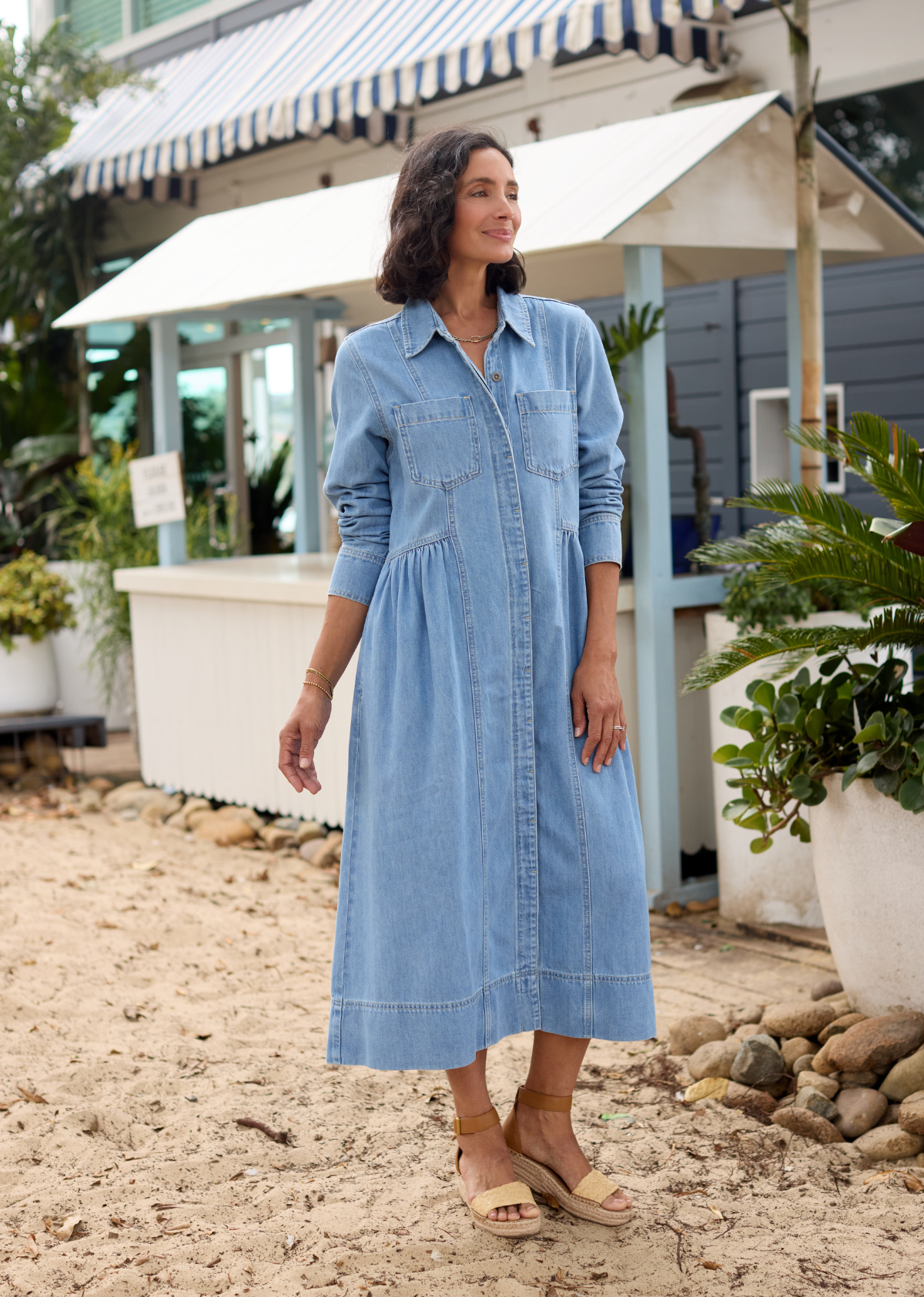 MONTANA LONG SLEEVE DENIM DRESS - LIGHT BLUE