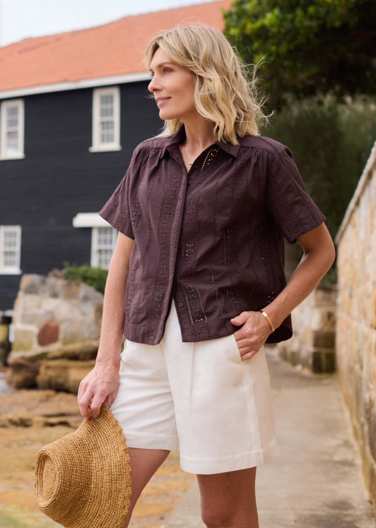 SADIE EMBROIDERED SHIRT - CHOCOLATE