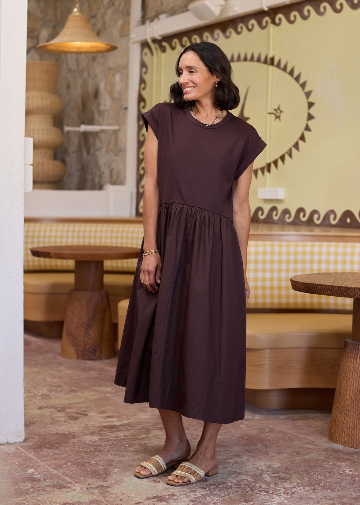 GRETA MIDI DRESS - CHOCOLATE