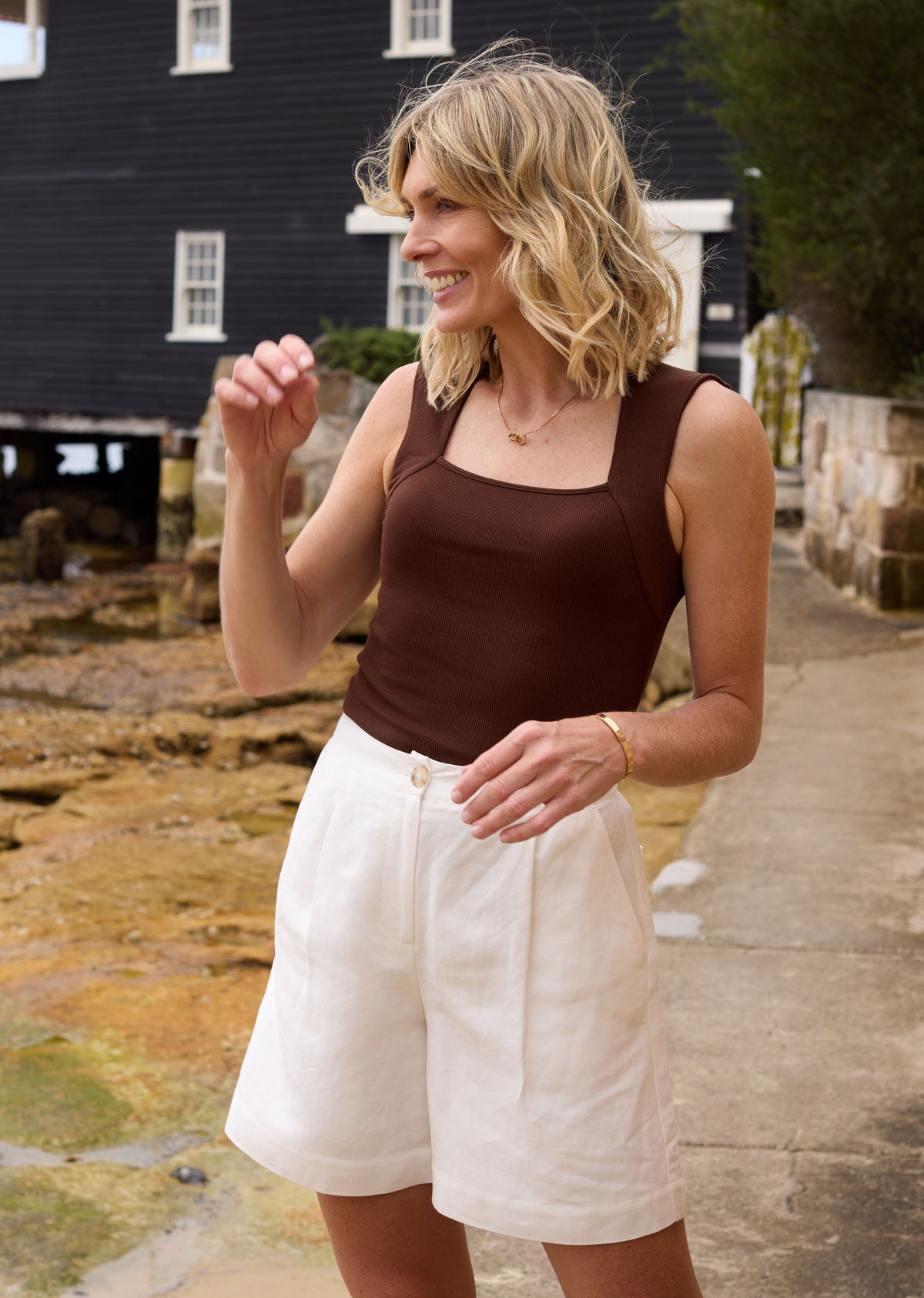 JEMIMA RIB TANK - CHOCOLATE - M A Y E