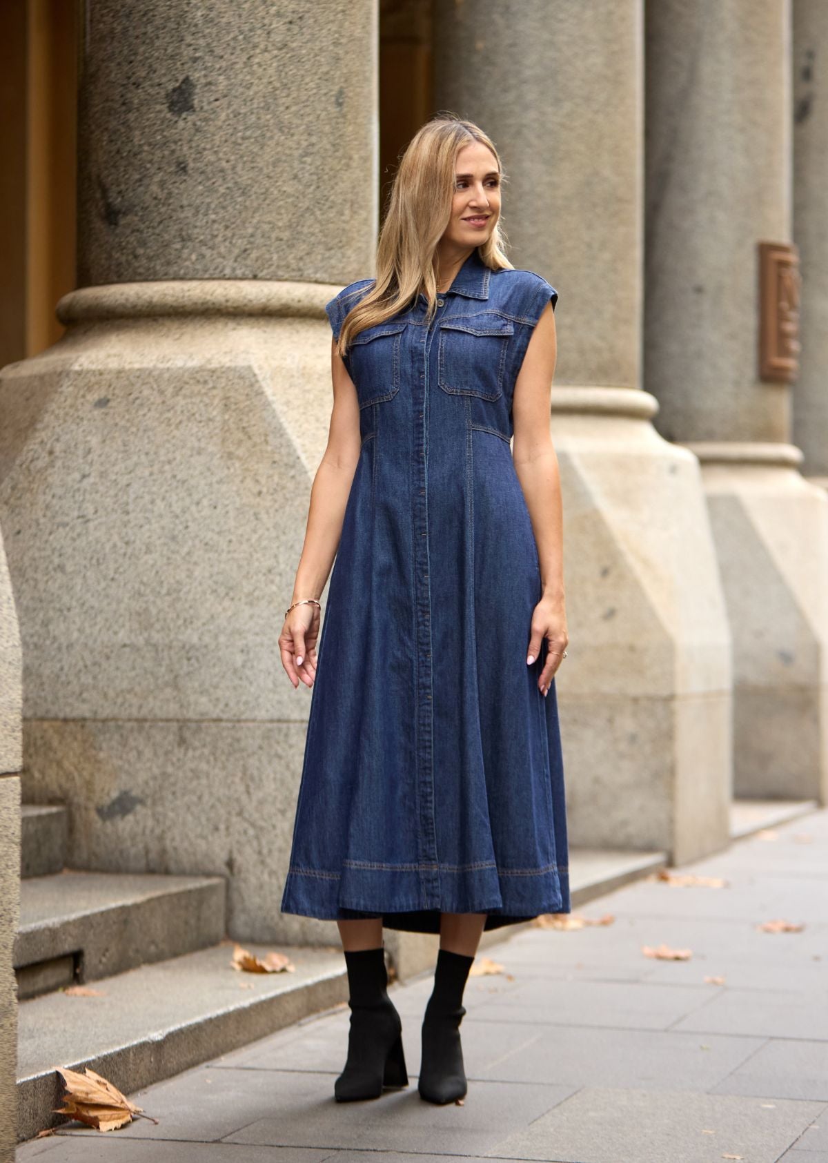 RUMI DENIM SHIRTDRESS - INDIGO