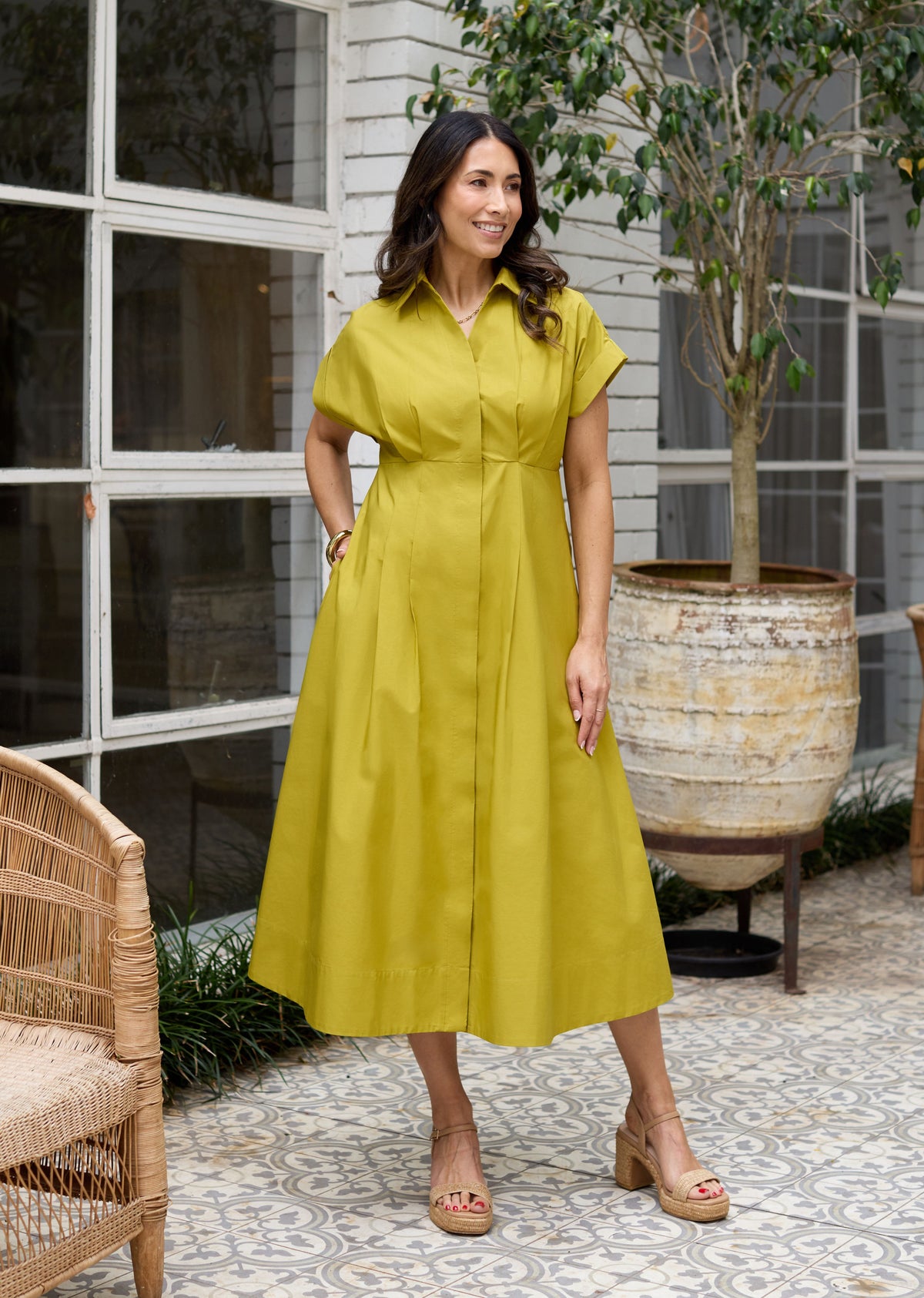 MILLY SHIRTDRESS - CHARTRUESE