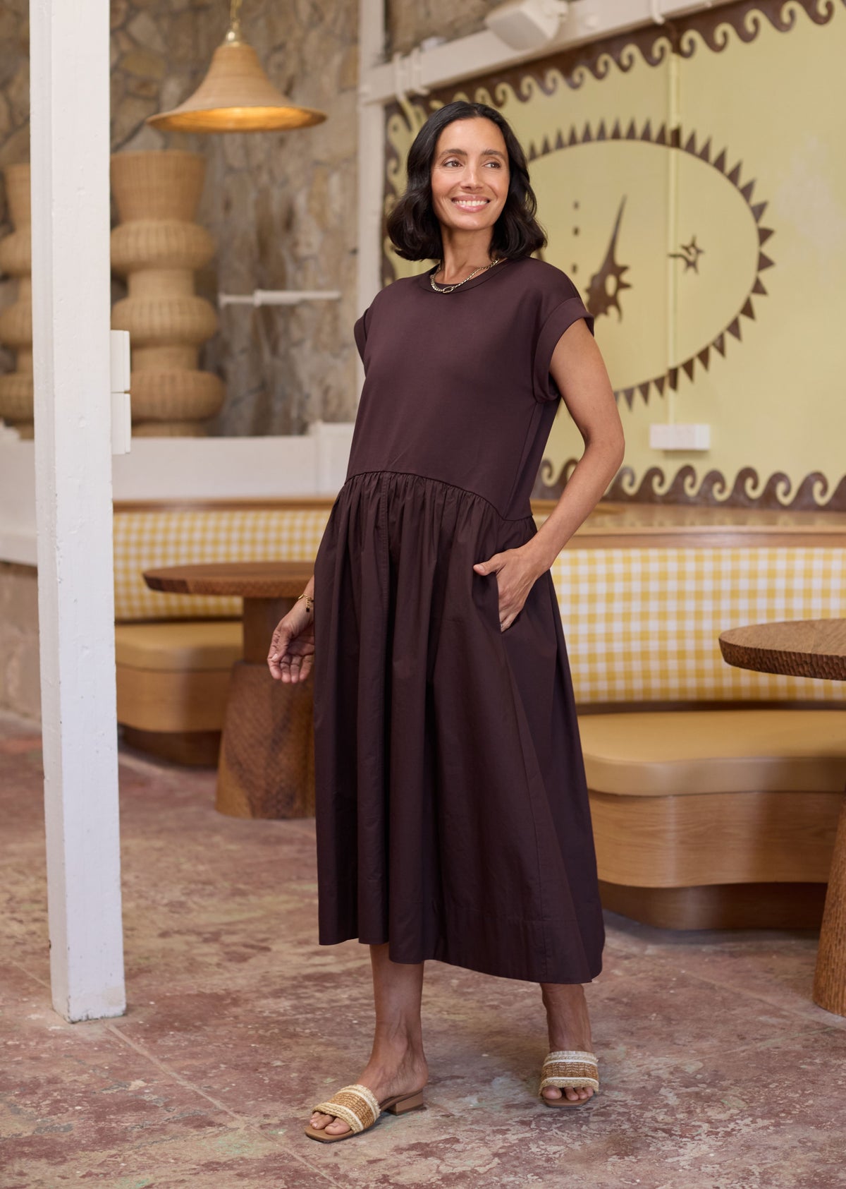 GRETA MIDI DRESS - CHOCOLATE